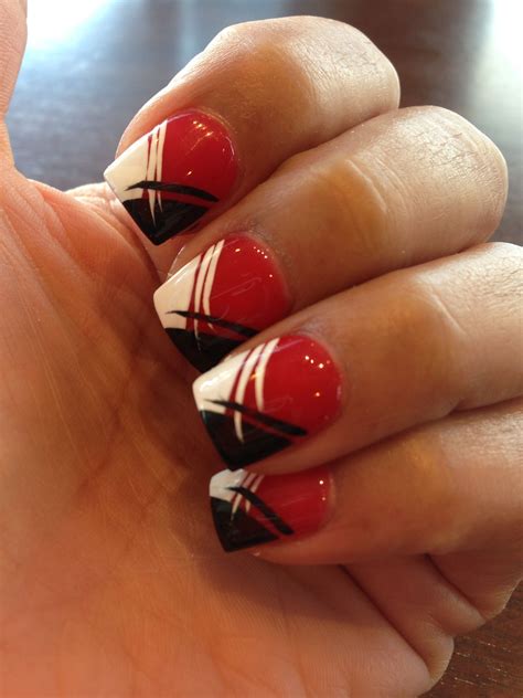 black and red nail tips|black red nail art designs.